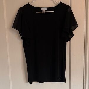 Calvin Klein Black Ruffle Sleeve Blouse